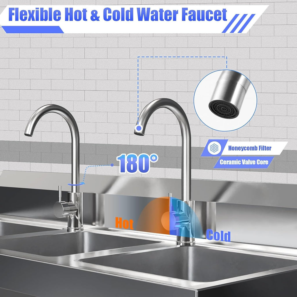 3 Compartment Kitchen Sink 304 Stainless Steel Utility Sink
