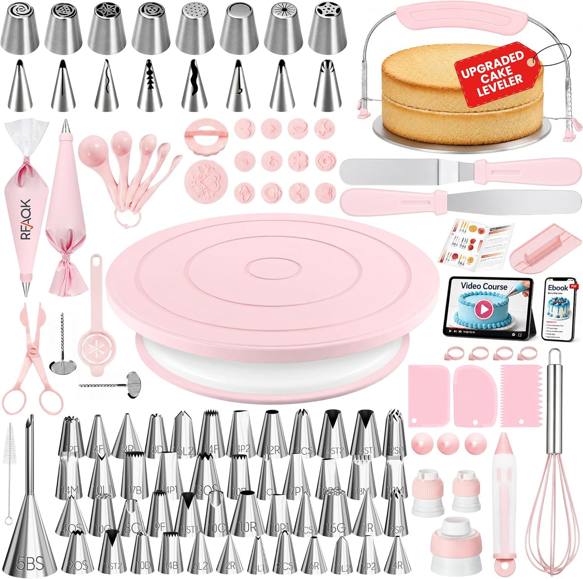 165PCs Cake Decorating Kit with Video Course for Beginners & Pros