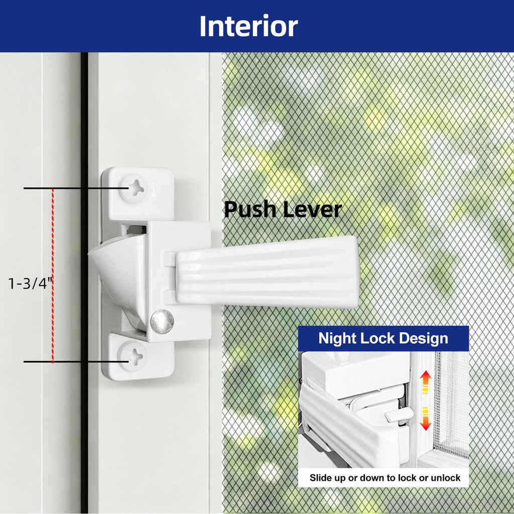 Screen and Storm Door Push Button Latch Handle Set with Night Lock
