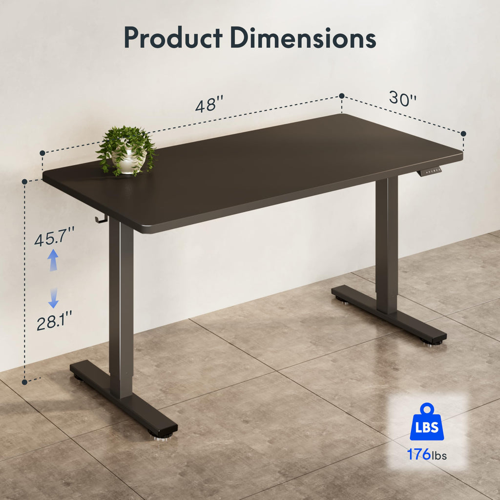 Electric Adjustable Workbench, 48x30 Inches Ergonomic Worktable for Garage, Workshop, Office and Home, Spacious