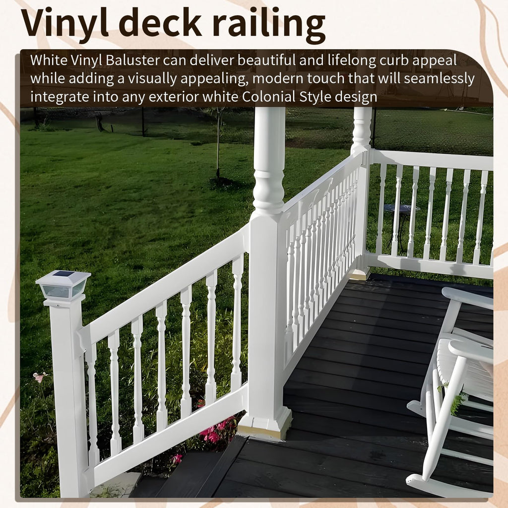 Vinyl Railing Spindles, 1 1/4" Sq X 34", Vinyl Railing, 9 Pack
