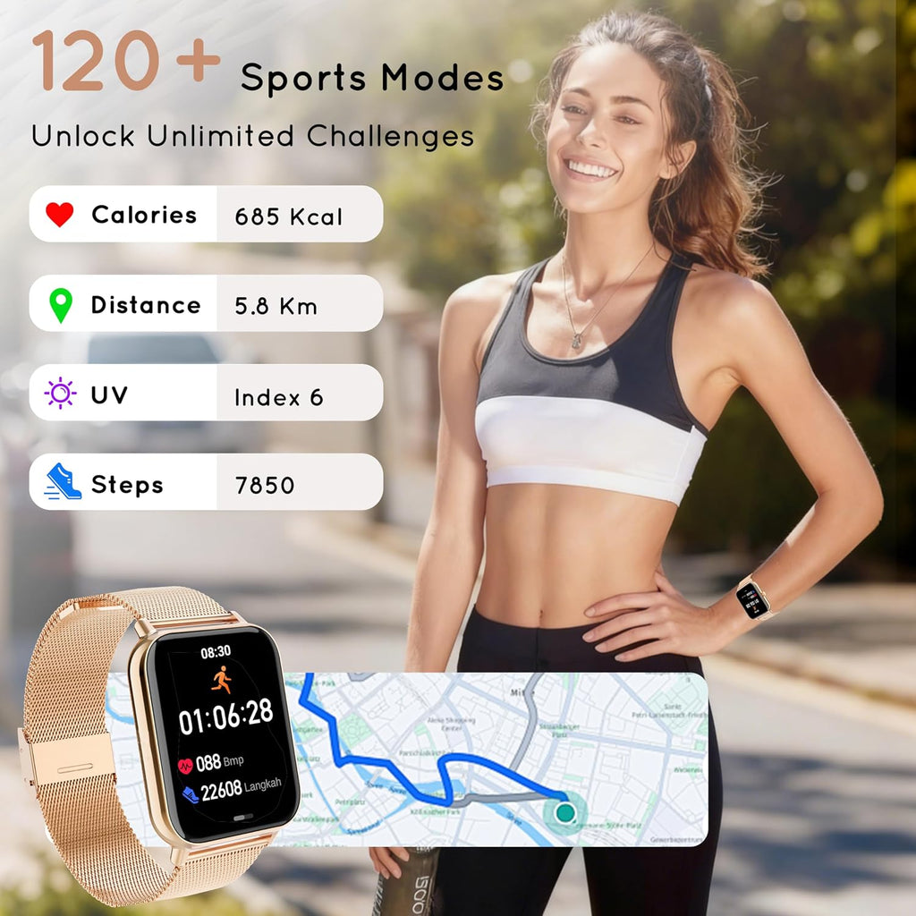 Smart Watch for Women Men(Answer/Make Calls)1.85" HD Fitness Tracker Smartwatch for Android iPhone with Steps