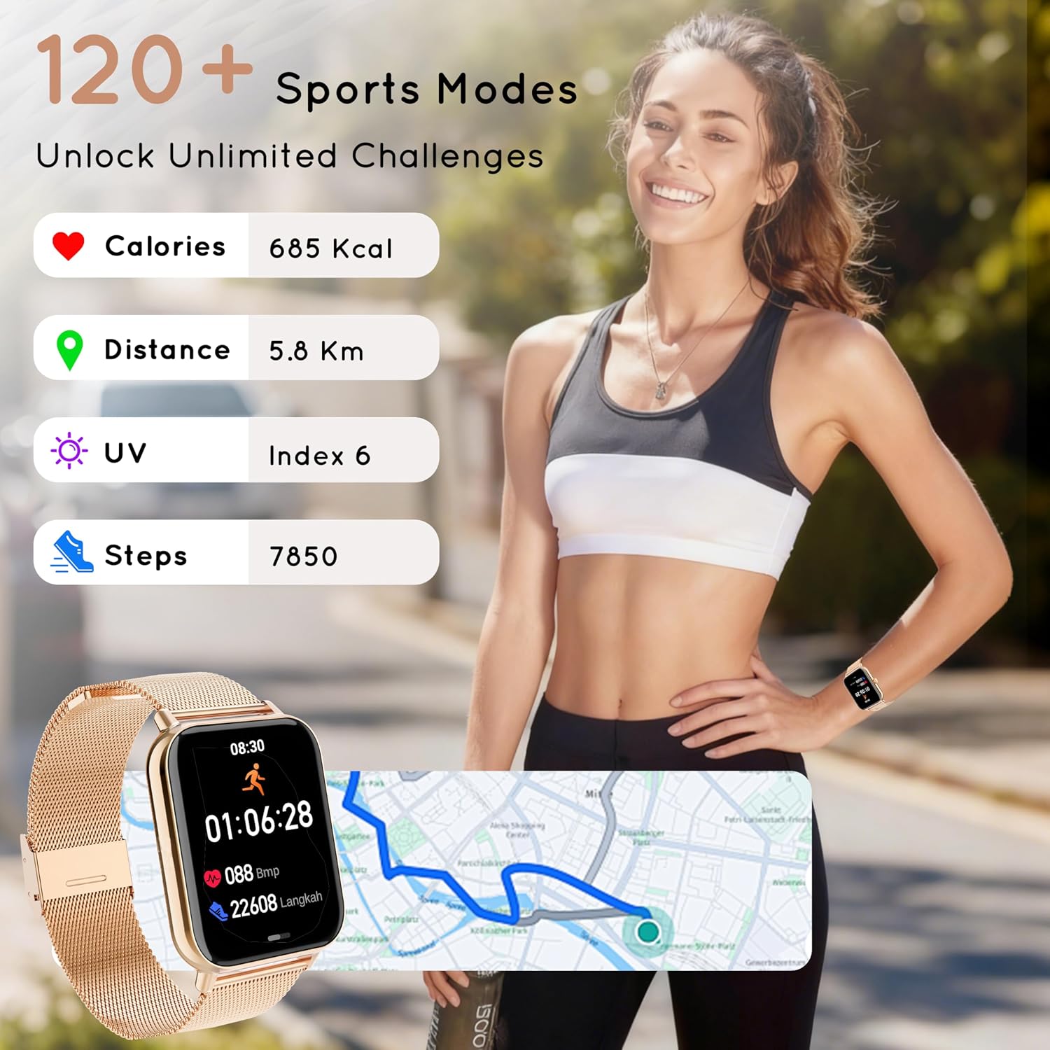 Smart Watch for Women Men(Answer/Make Calls)1.85" HD Fitness Tracker Smartwatch for Android iPhone with Steps