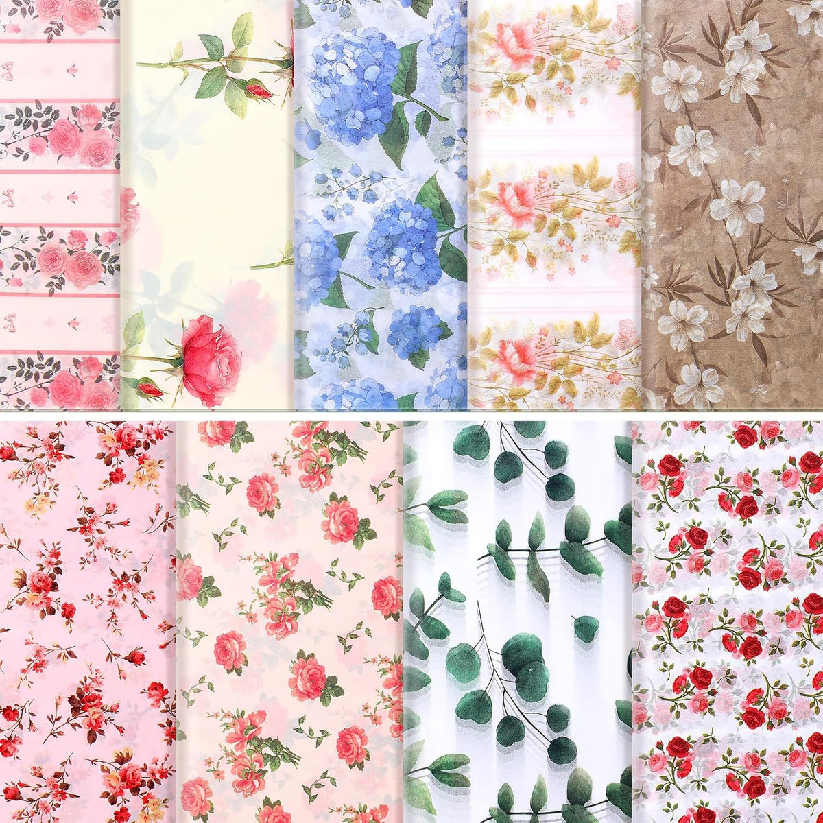 90 Sheets Floral Tissue Paper for Gift Wrap, Vivid