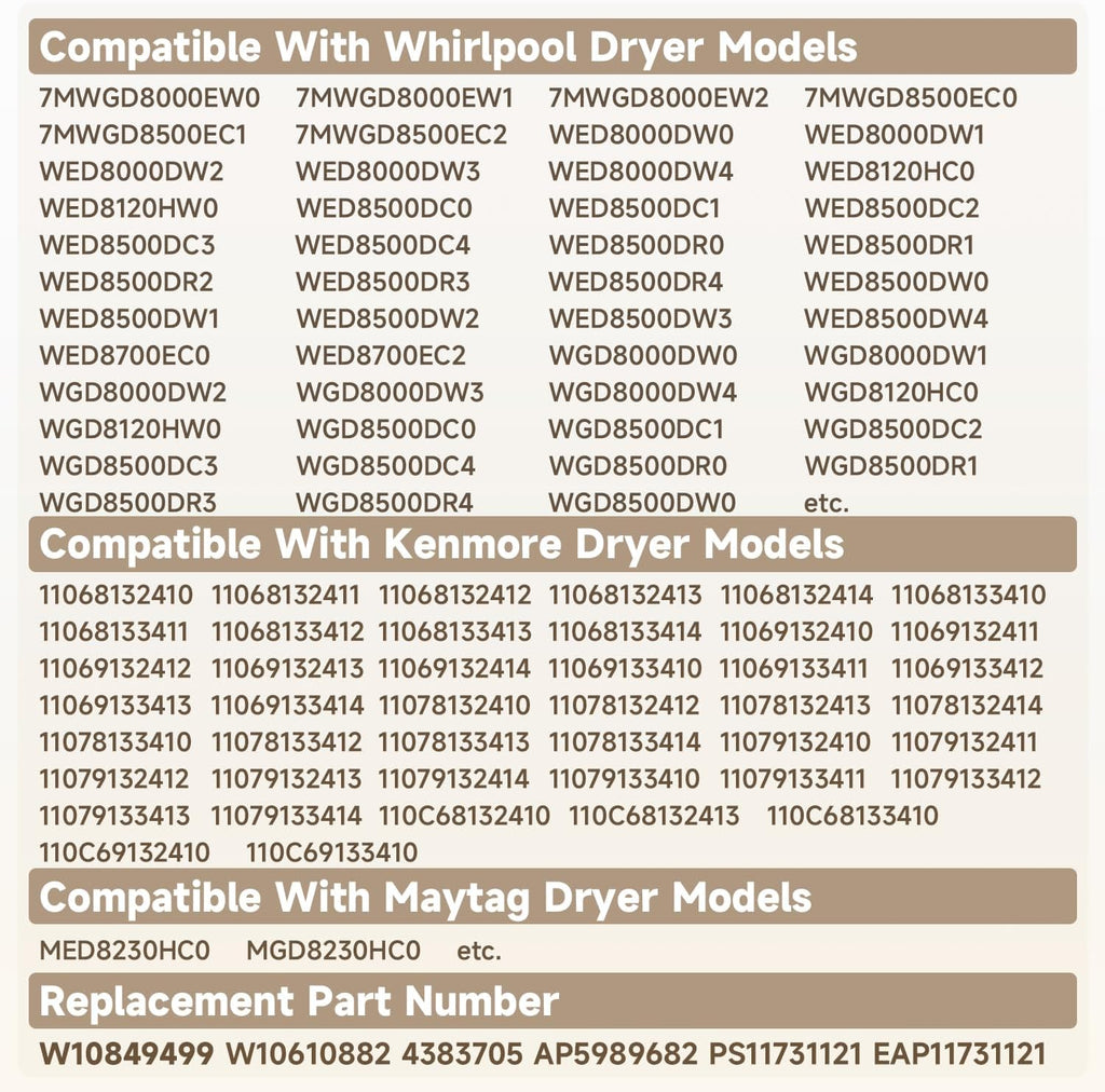 Dryer Drive Belt Compatible with Whirlpool Kenmore Maytag WED WGD YME 7MM Series YWED8500DC YWED8000DW WED8000DW4 Replace#: W10849499 W10610882 4383705 AP5989682