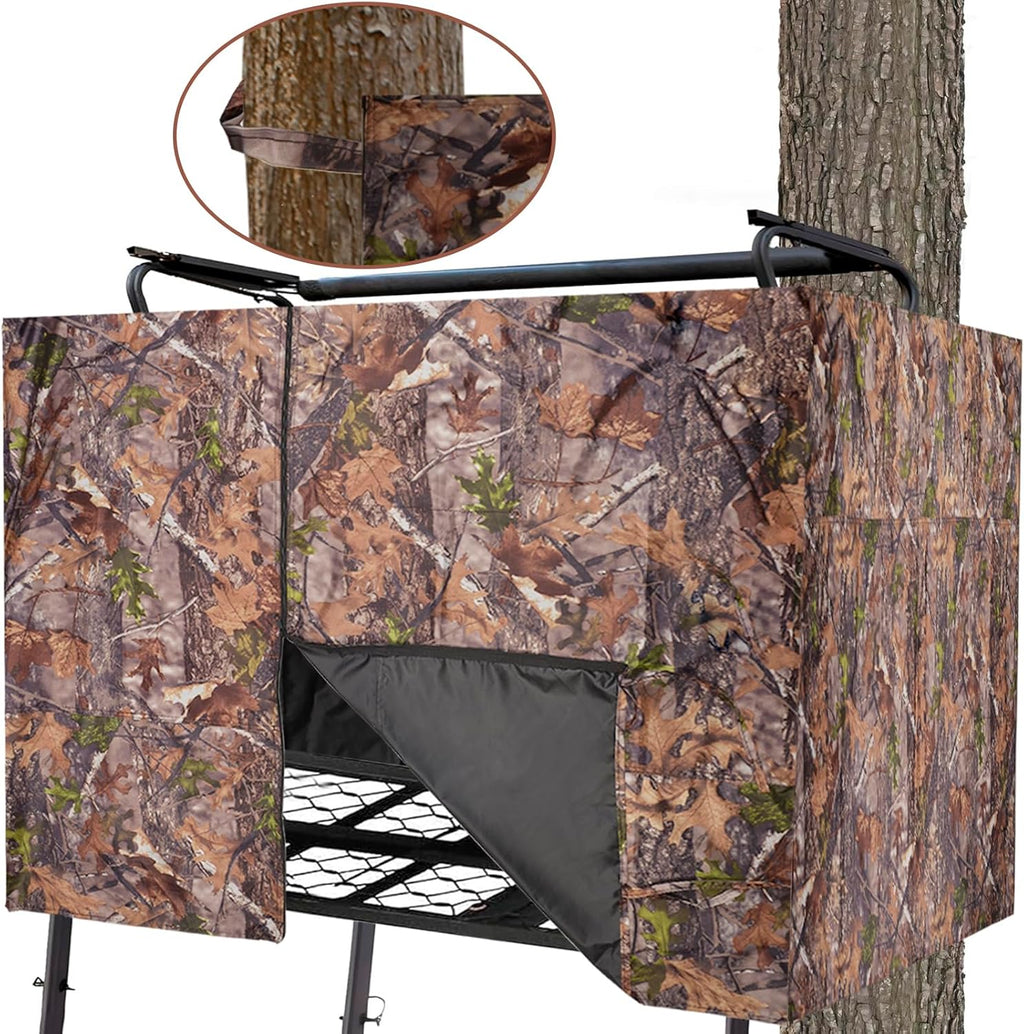 Hunting Tree Stand Blind Cover - 110"x40" Big 2-3 Person Treestand Camo Blind Cover, Universal Camouflage Ground