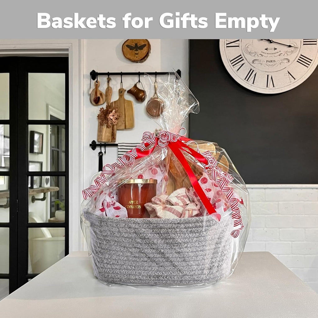 Decorative Gift Basket, Easter Basket for Kids, Woven Rope Storage Baskets with Handles, Nursery Baby Shower Toy