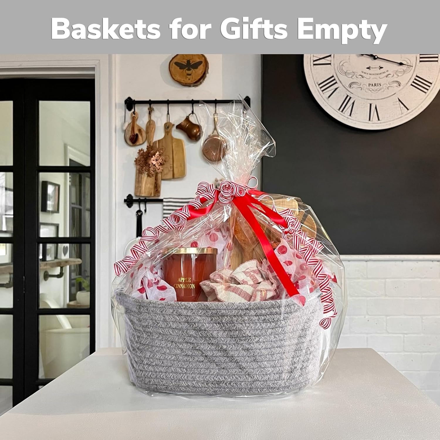 Decorative Gift Basket, Easter Basket for Kids, Woven Rope Storage Baskets with Handles, Nursery Baby Shower Toy