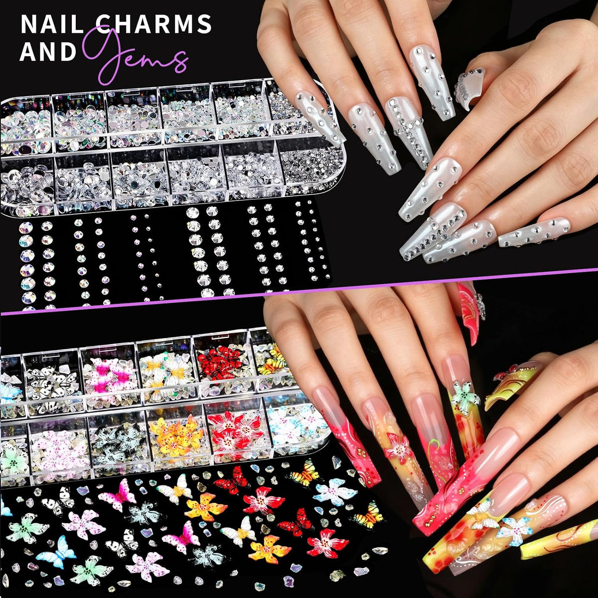 Chrome Nail Powder, Nail Charms, 12Jars Chrome Powder For Nails
