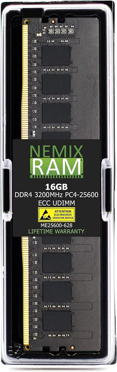 NEMIX RAM 16GB (1X16GB) DDR4 3200MHz PC4-25600 2Rx8 1.2V CL22 288-PIN ECC Unbuffered UDIMM
