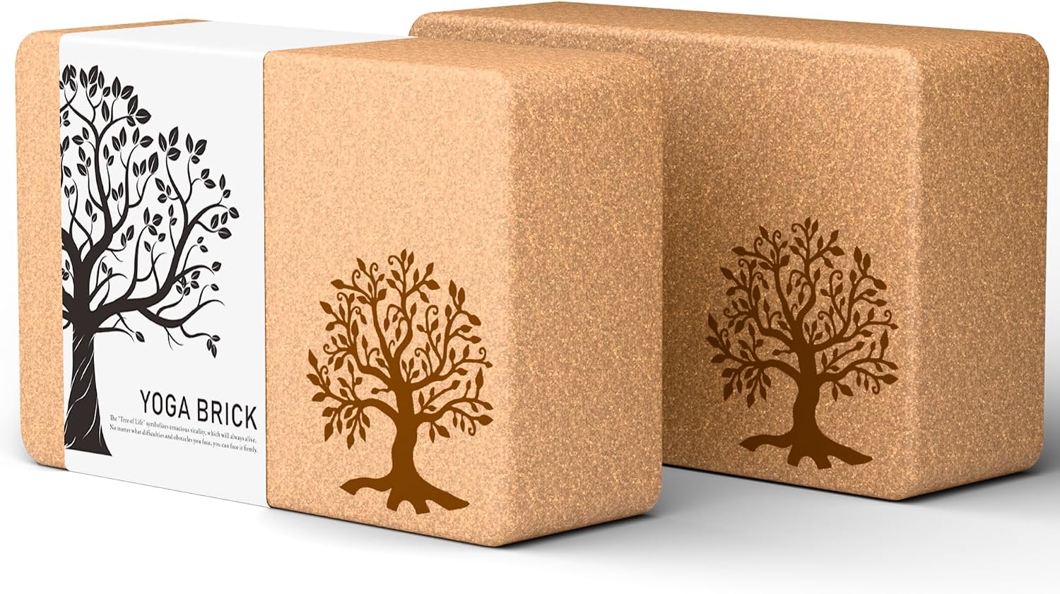 Cork Yoga Blocks 2 Pack Set, Natural Cork Soft Non-Slip Yoga Blocks, High Density & Eco Friendly Yoga Accessories for