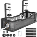 Under Desk Cable Management Tray Black, Cinati Wire Organizers No Drill, Cable Tray with Clamp for Wire Management