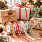 4 Rolls 10 Yards Christmas Jute Burlap Ribbon for DIY Crafts Decor