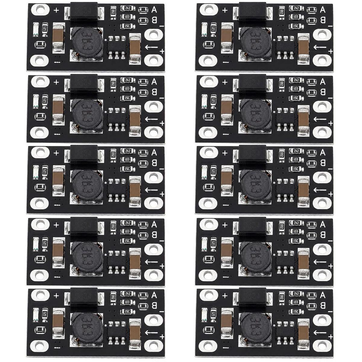 10-Pack Boost Converter Module, 3.7V to 5V/8V/9V/12V
