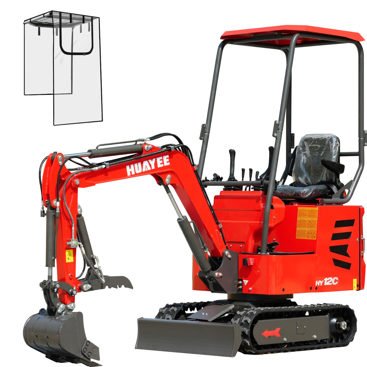 1.2 Ton Mini Excavator, 13.5HP Compact Digger with Canopy Shelter