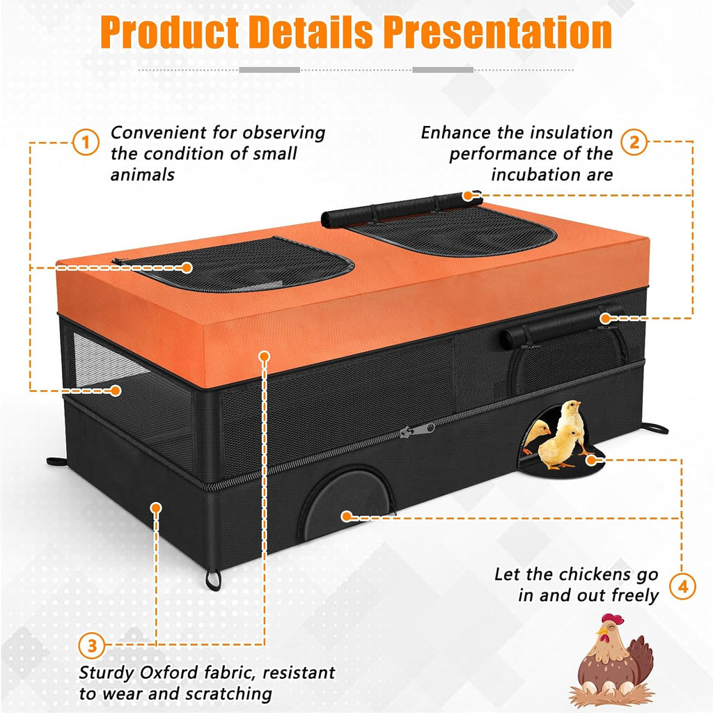64" Large Chick Brooder Box, Baby Chicken Cage with Removable Roof & Floor