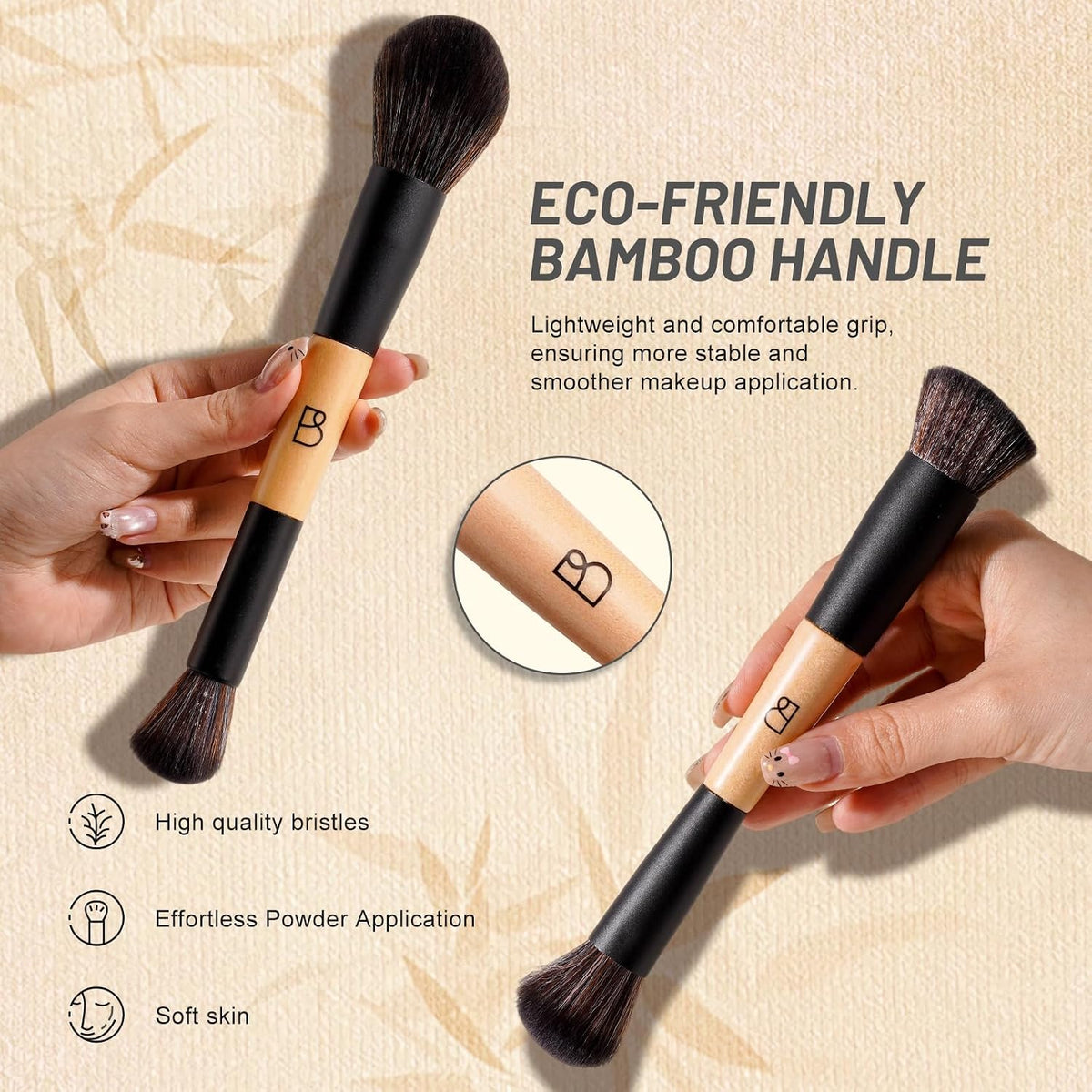 Double-ended Makeup Brush Set With Concealer Brush & Foundation Brush, Eyeshadow Brush- Travel-friendly Multi-purpose