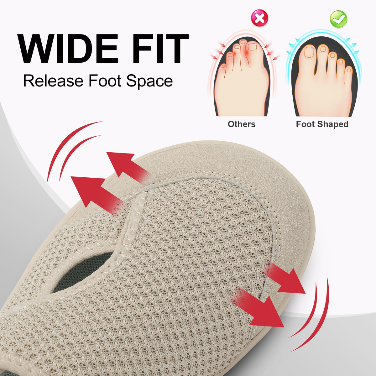 Wide Toe Box Diabetic Shoes for Women Zero Drop Barefoot Sneakers Breathable Adjustable for Edema Swollen Feet &