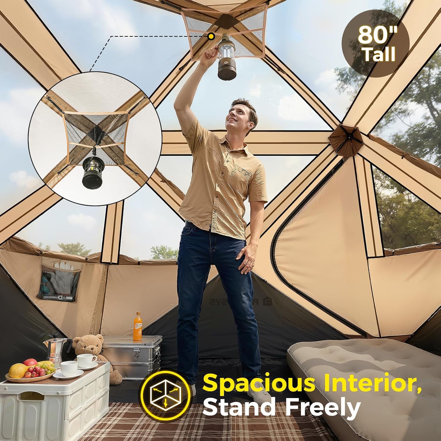 4 Person Camping Tent, Setup in 60 Seconds, Waterproof,Pop up Tents | Instant setup in 60 Seconds,Spacious