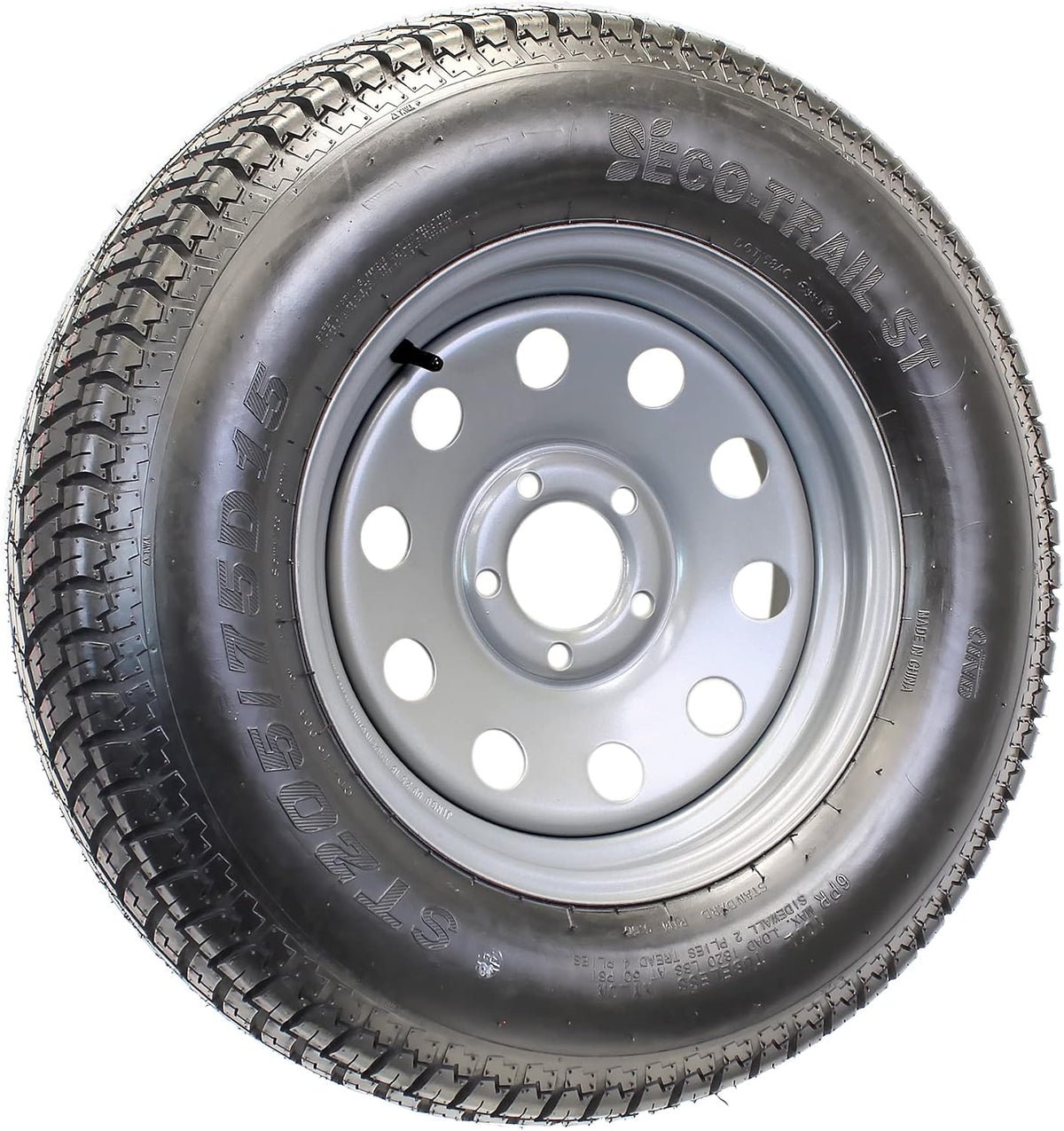 2-Pack Trailer Tire Rim Assembly ST205/75D15 F78-15 5 Lug Silver