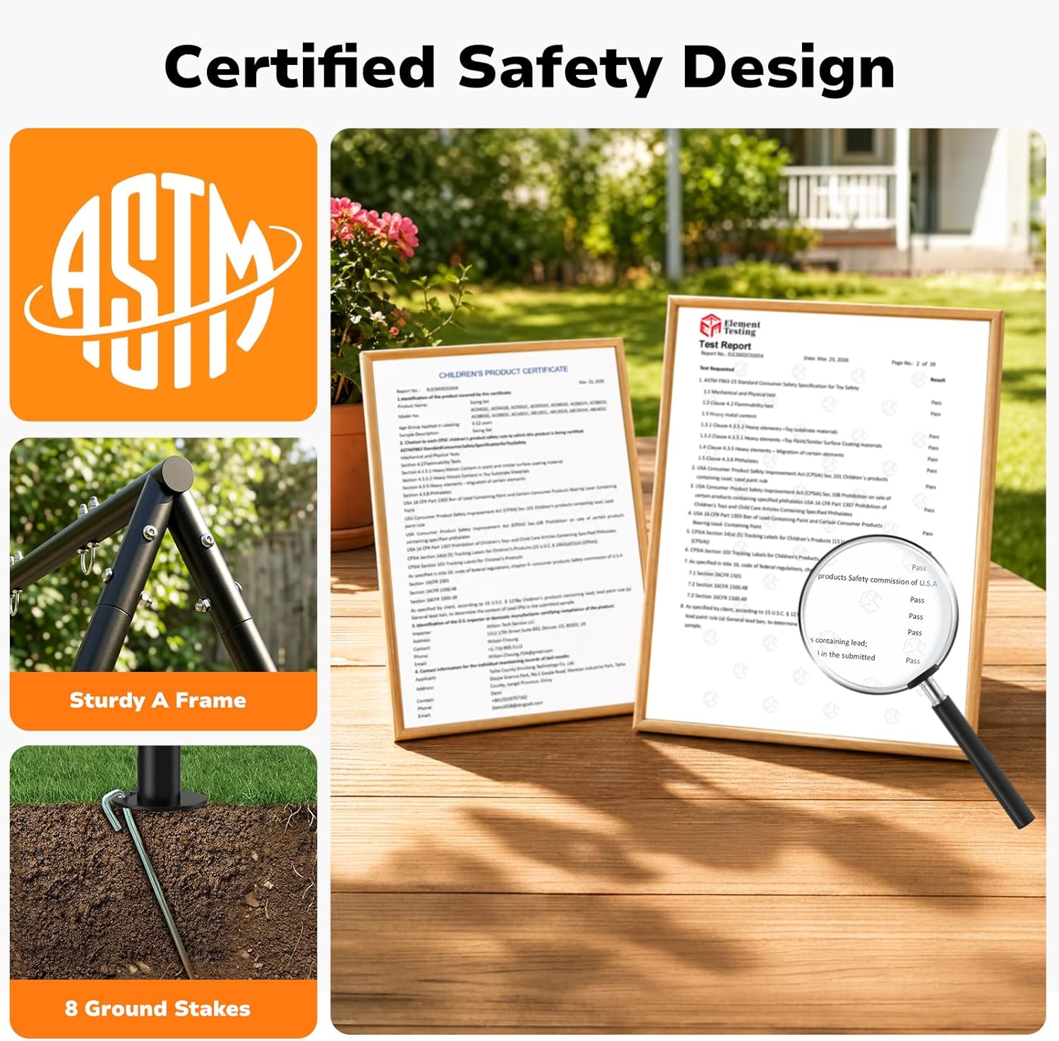 Swing Sets for Backyard with Monkey Bars, Belt Swing, Platform Swing, Climbing Net, Trapeze Bar, Outdoor Playset for