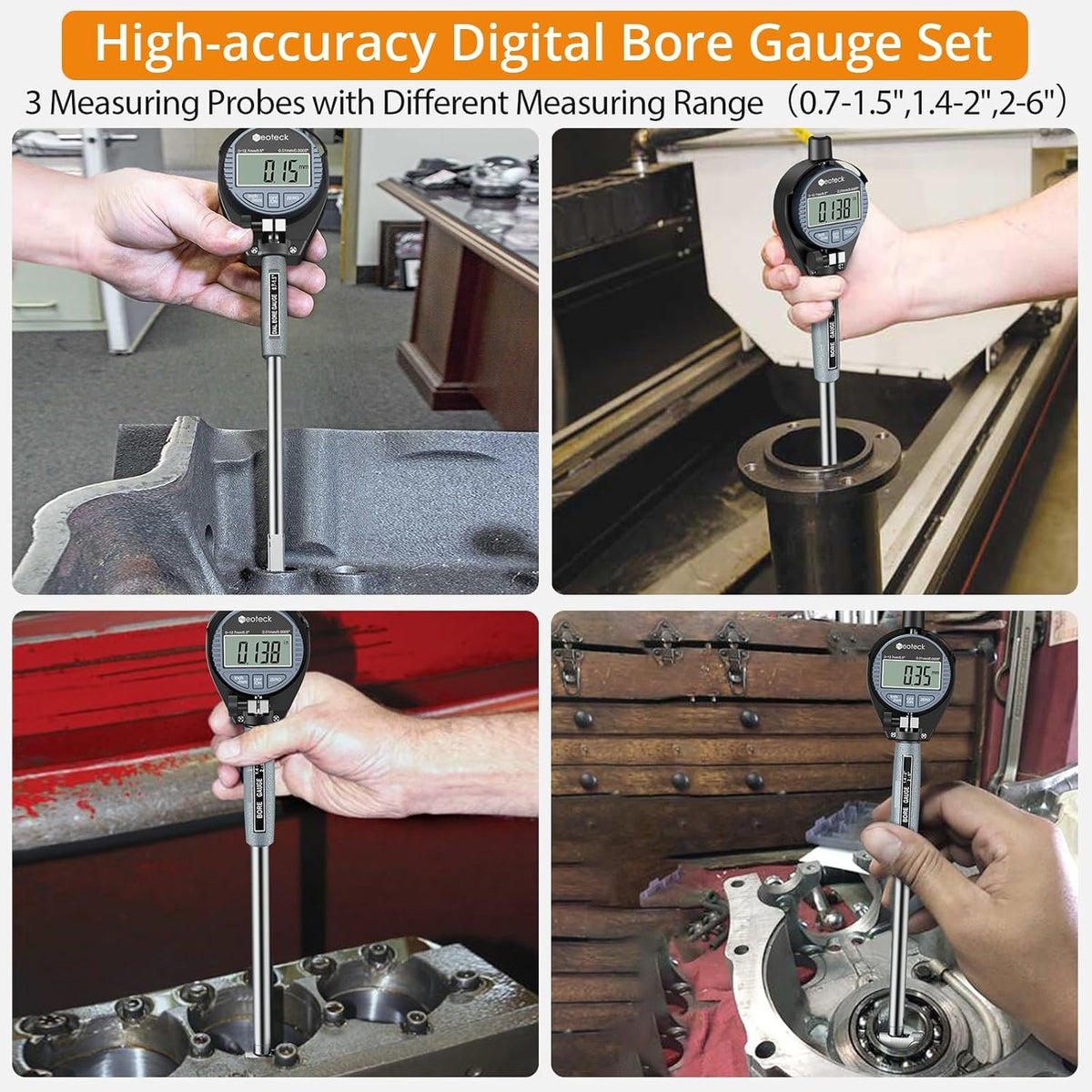 Neoteck Digital Dial Indicator Bore Gauge, 0.7"-6"/0.0005" Measuring Range