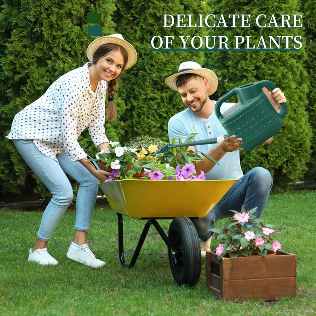 2 Gallon Watering Can, Garden Watering Can Outdoor, Plant Water Can with Removable Long Spout and Stainless Steel