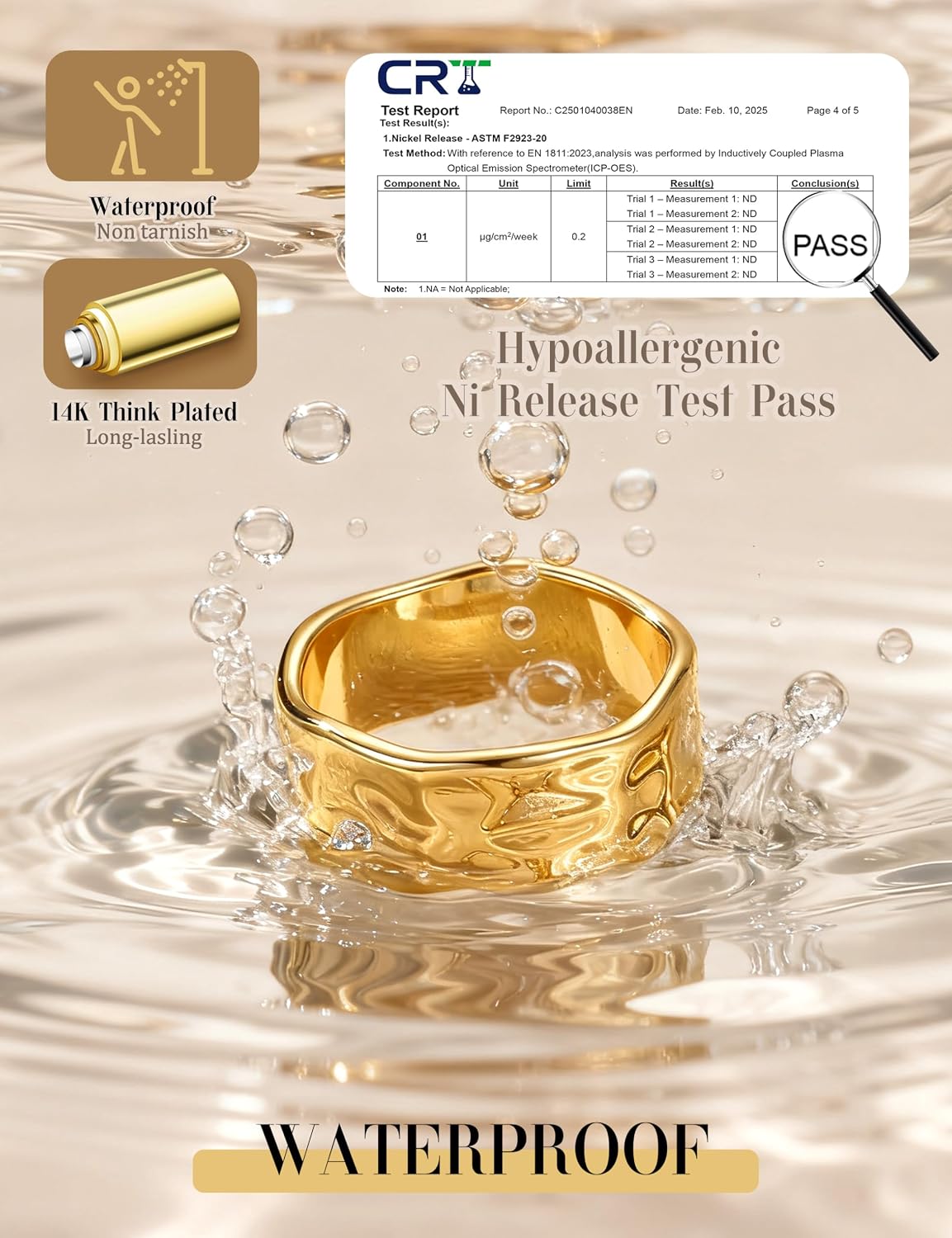 Chunky Gold Rings for Women Non Tarnish - 4Pcs 14K Gold Plated Dainty Stackable Ring Set Trendy Hypoallergenic Thick