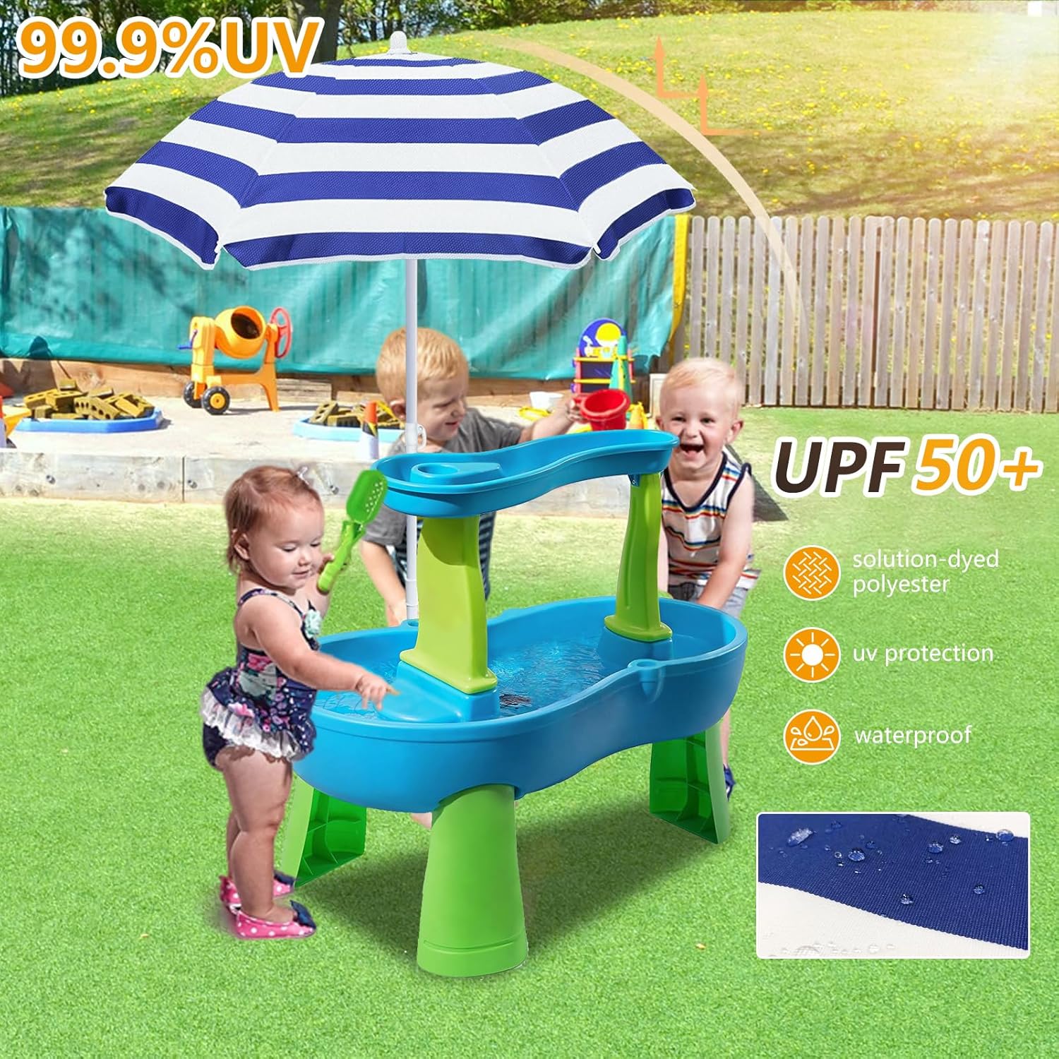 Beach Umbrella for Kids Water Table & Picnic Table Shade, Heavy-Duty Children's Portable Outdoor Umbrella, 47 Inch UV