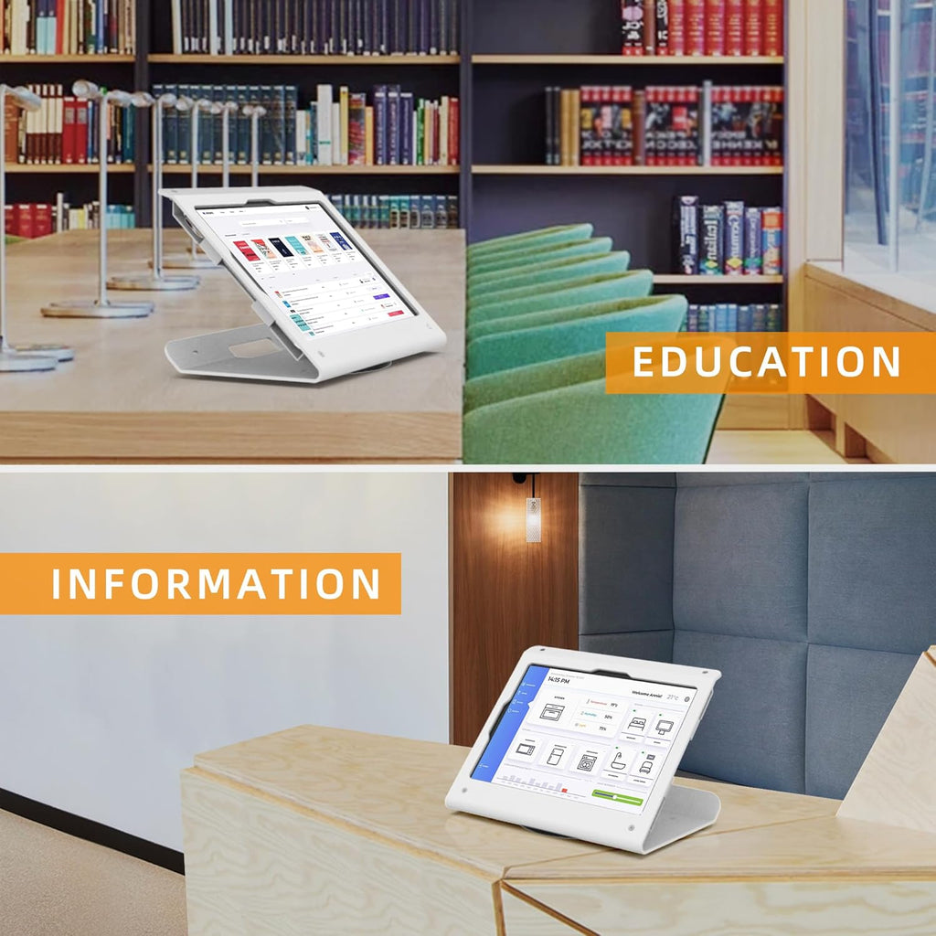 Tablet POS Stand - Heavy Duty Steel Kiosk Stand with 360° Swivel Base Anti-Theft Compatible with 10.9" iPad 10th, Pro