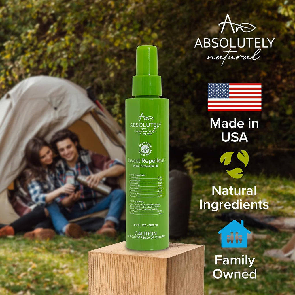 Mosquito Repellent for Outdoor Patio – DEET-Free Bug Spray with Citronella – Non-Sticky, Long-Lasting Fresh Scent