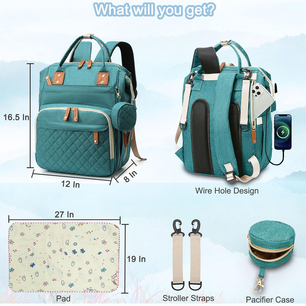 Diaper Bag Backpack Baby Bag, Baby Girl Boy Diaper Bag for Dad Mom with Pad, 16 Pockets, Pacifier Case, Large Diaper