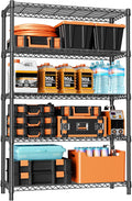 1750 LBS Garage Shelving Wide Storage Shelves Metal Shelves Heavy Duty Adjustable Utility Shelf Rack (Black, 5 Tier