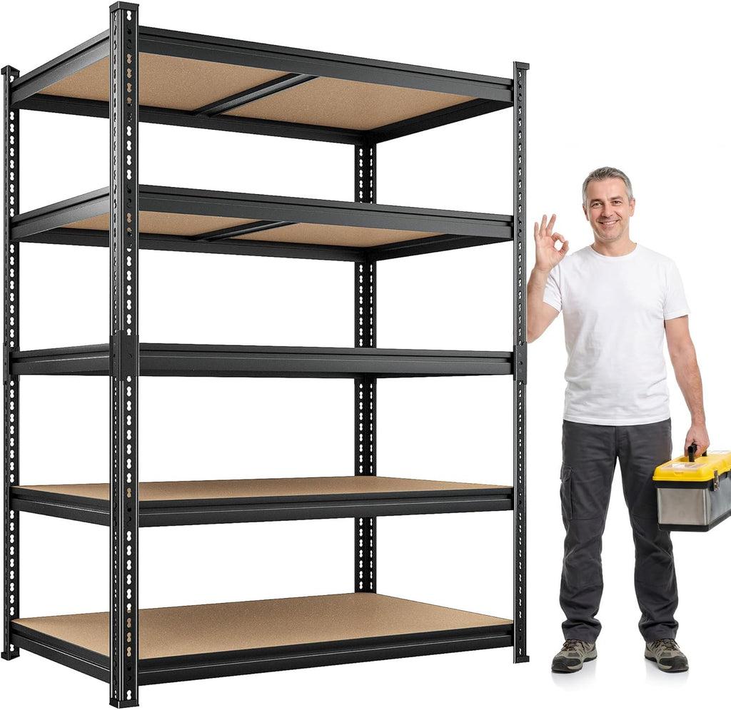 5 Tier Garage Shelving Unit,2300LBS Heavy Duty Metal Storage Shelves,Adjustable Boltless Utility Rack Organizer for