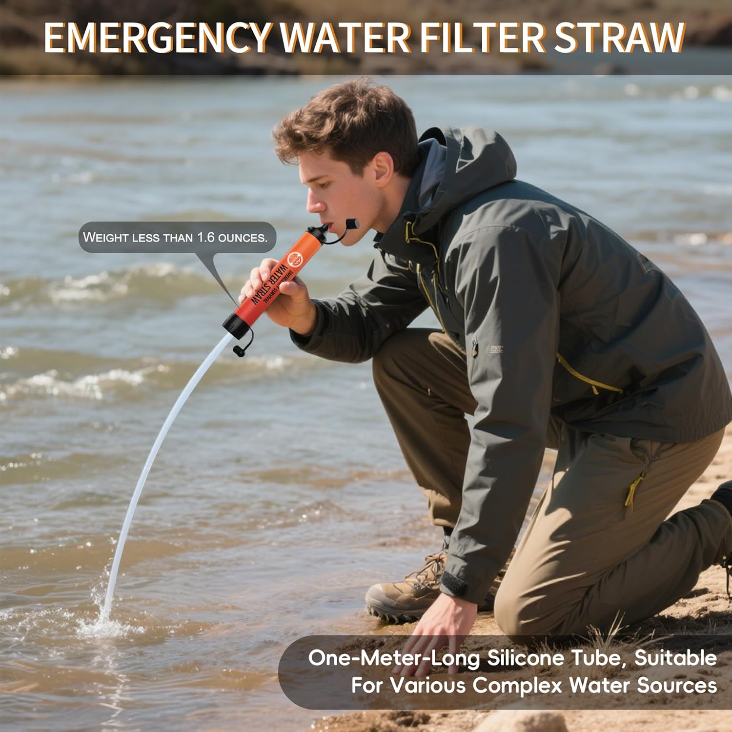Straw Water Filter 5 Pack – Outdoor Camping & Hiking Survival Gear Kit for Family Use, Ultra-Light Personal Filter