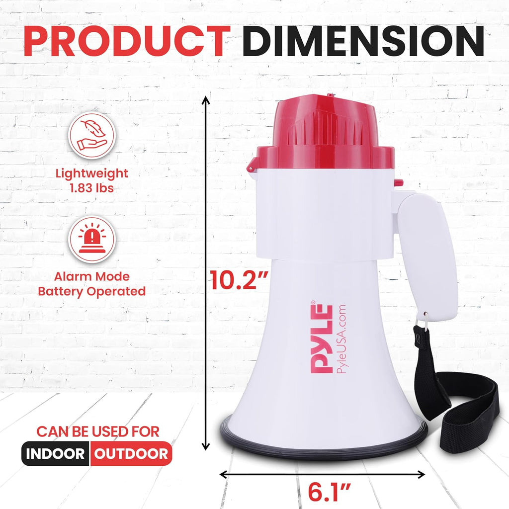 30W Megaphone Bullhorn with Built-in Siren, Voice Recorder, and 1700-Yard Range, Featuring Adjustable Volume Control