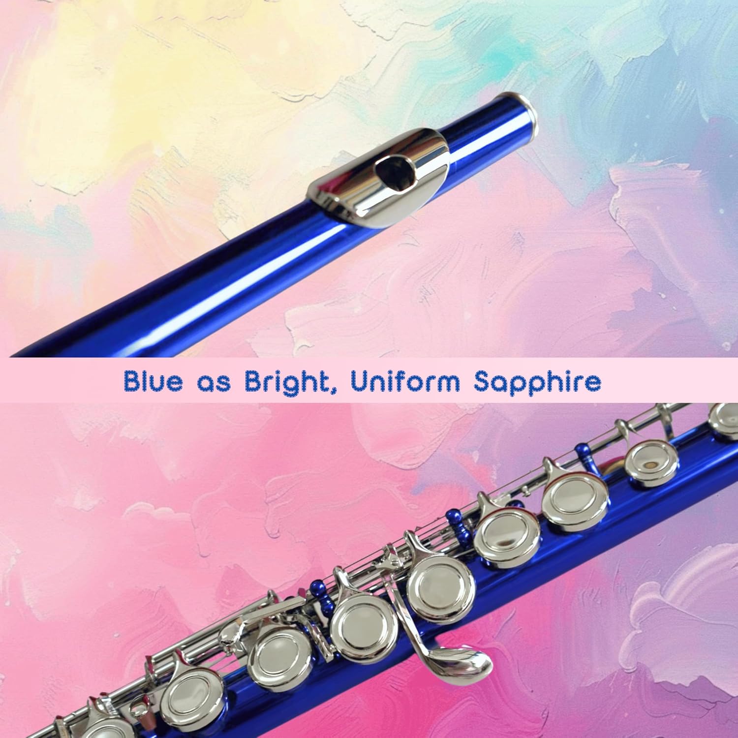 C Flute Closed Hole 16 Keys Nickel Plated, DFL-401, for Beginner Student Flute Instrument with Cleaning Kit, Carrying