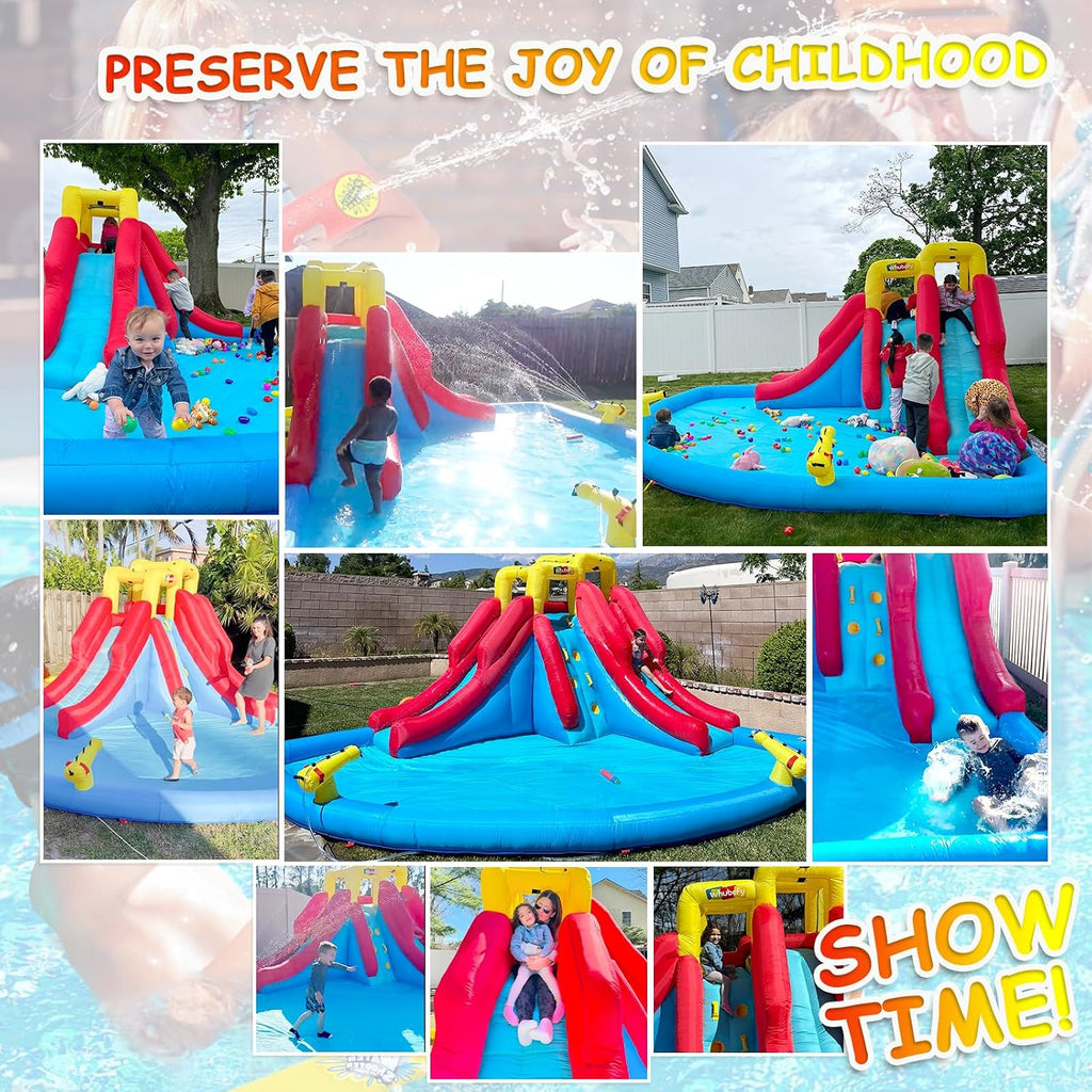 Inflatable Water Slides for Kids, 10 in 1 Inflatable Bounce House Water Park w/Blower,2 Water Guns,2 Water