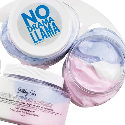 Llama Gifts Whipped Body Butter Lotion Vanilla Birthday Cake Scent 8 oz Jar