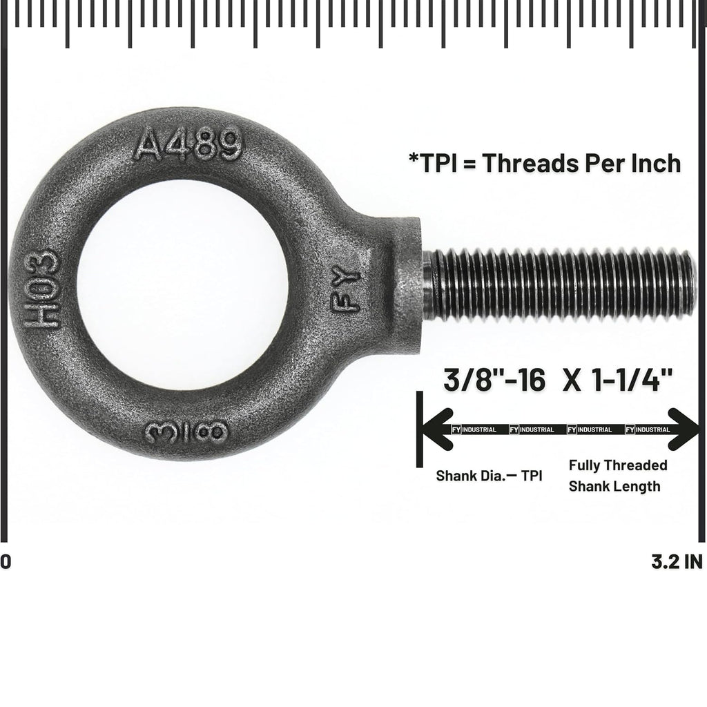 5 Pcs Lifting Shoulder Eye Bolts 3/8"-16 X 1-1/4"
