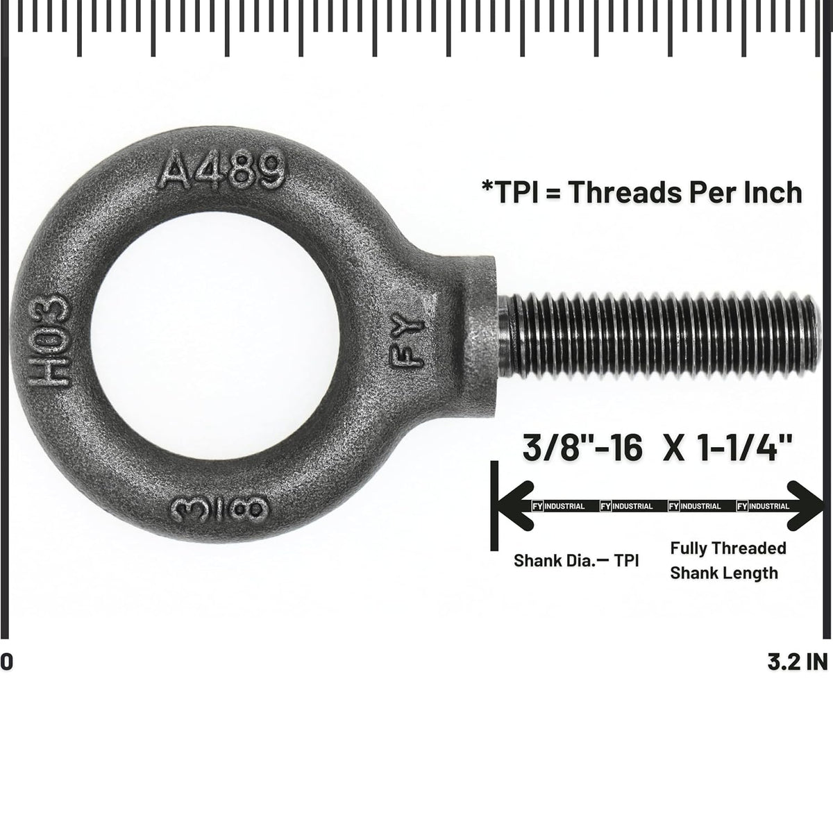 5 Pcs Lifting Shoulder Eye Bolts 3/8"-16 X 1-1/4"