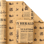 Vintage Christmas Wrapping Paper Rolls,Newspaper Brown Gift Wrap