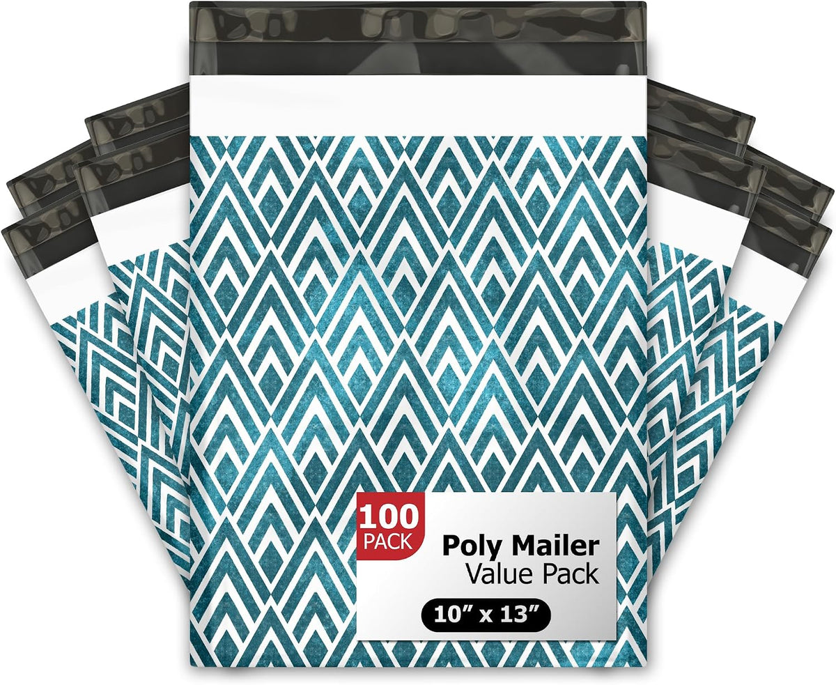 10x13 (100) Geometric Designer Poly Mailers Waterproof Self Sealing Tear Resistant Polymailers Shipping Envelopes