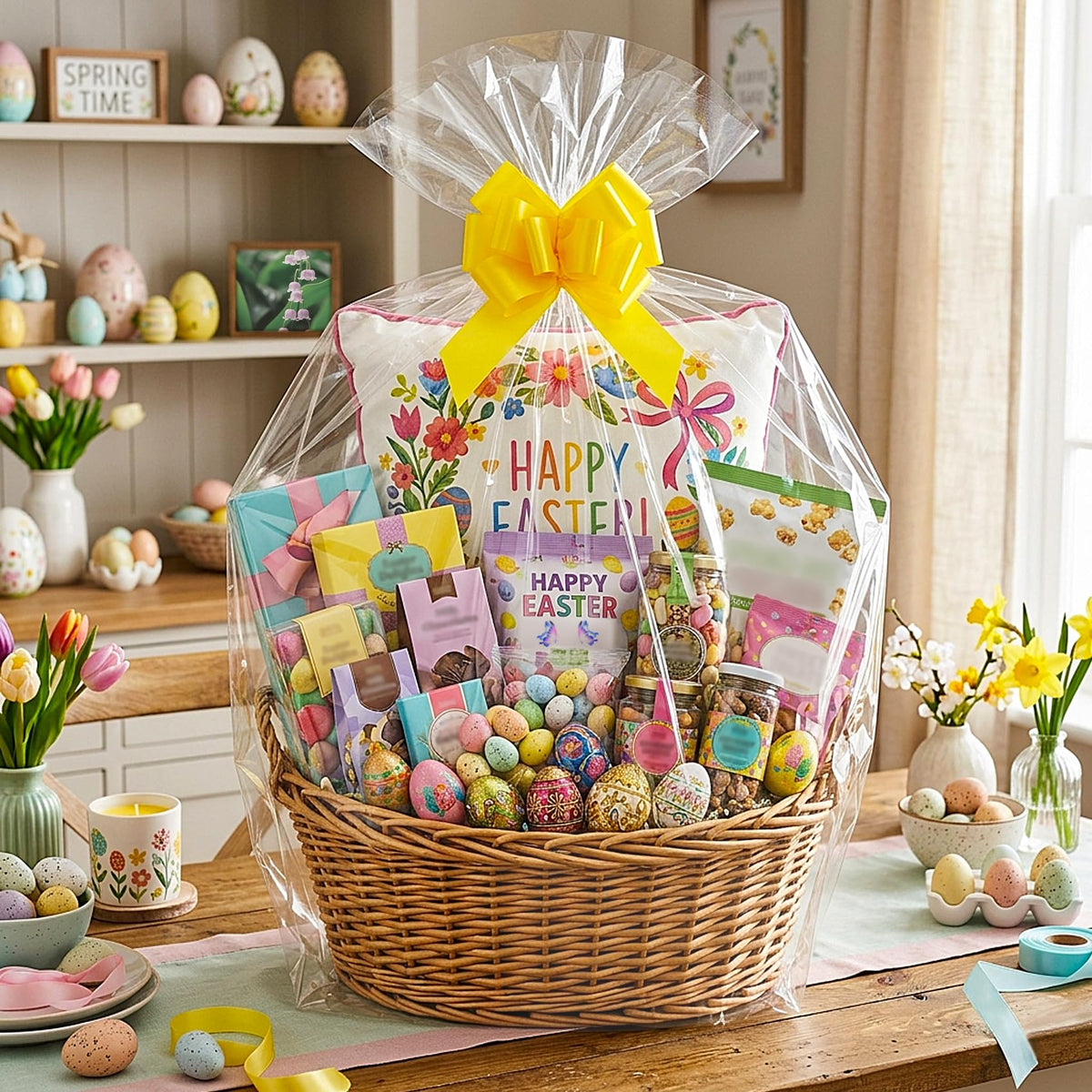40x50 In Extra Large Clear Cellophane Bags for Gift Baskets, 10Pcs