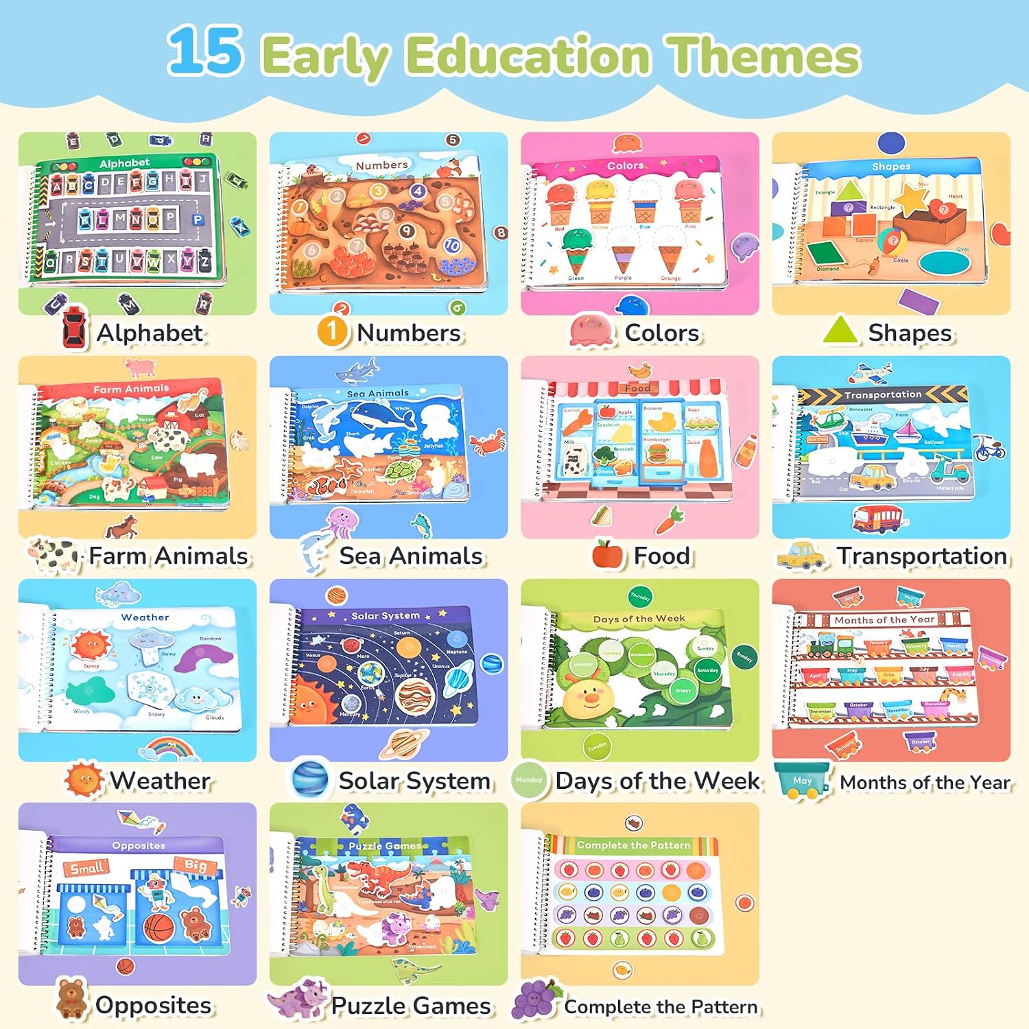 Preschool Busy Book for Toddlers 3-5, Learning Activities, Educational Sensory Toys, Autism Learning Material, Back