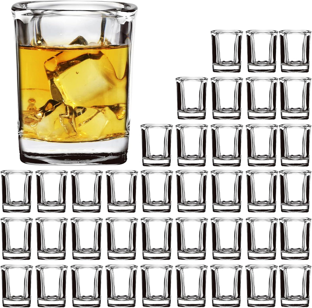 Shot Glasses Set with Heavy Base,2.2 oz Mini Square Whiskey Shot Glasses bulk, 40 pack Clear Espresso Shot Glass for