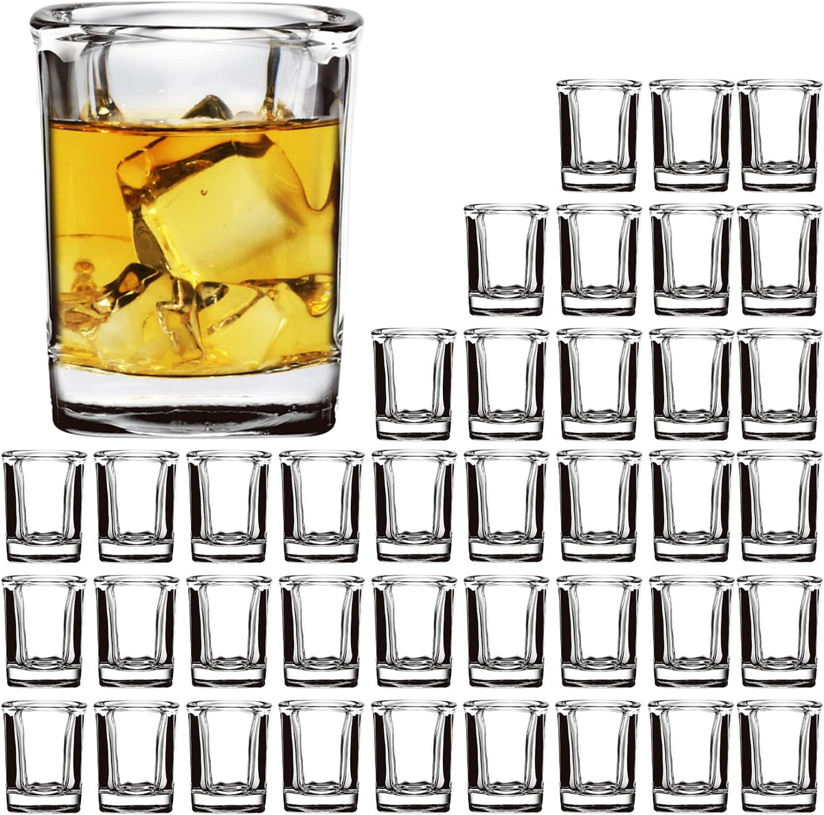 Shot Glasses Set with Heavy Base,2.2 oz Mini Square Whiskey Shot Glasses bulk, 40 pack Clear Espresso Shot Glass for