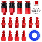 FYPower Aluminum Air Fittings, 1/4" NPT, 15 Pieces, Red