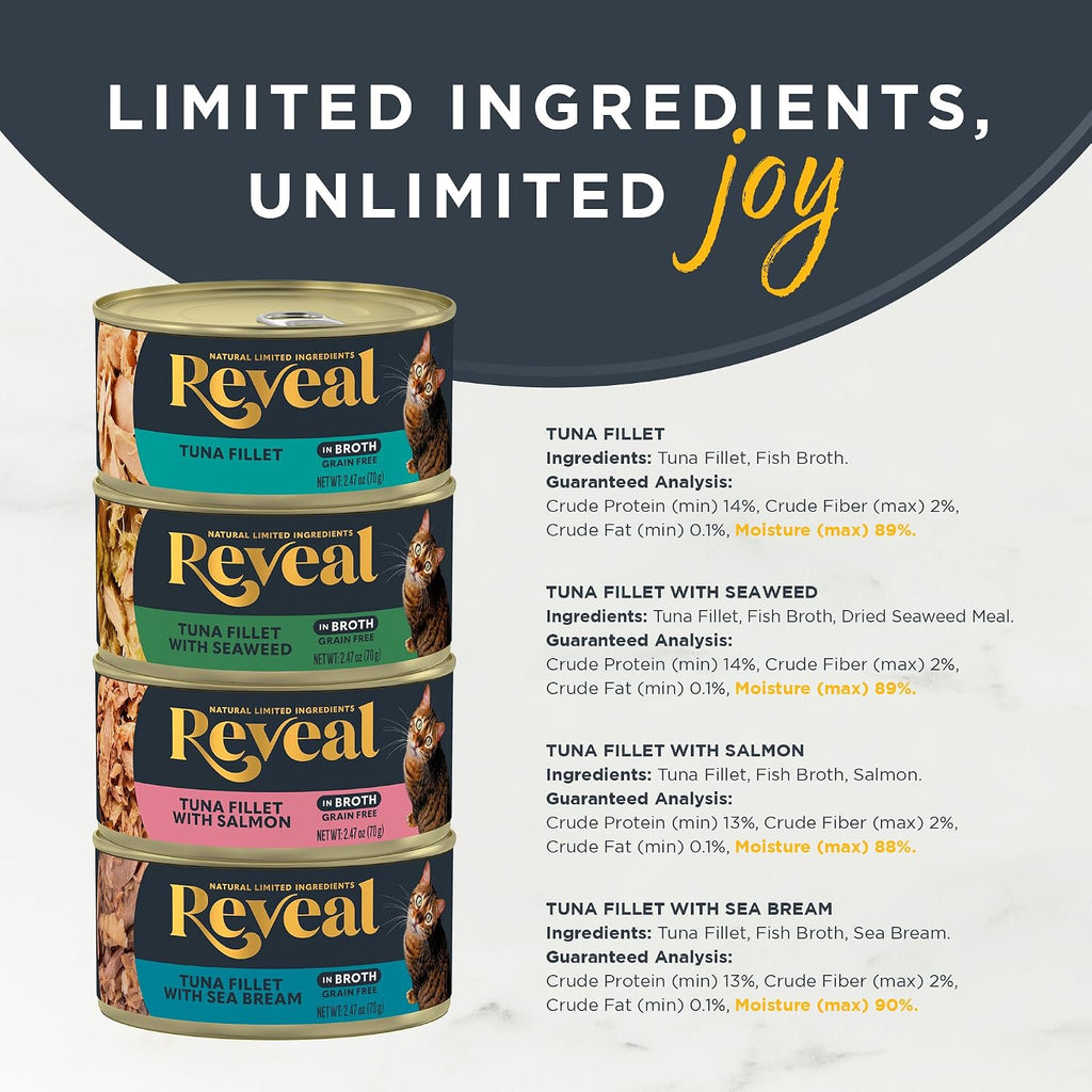 Fish Variety in Broth Wet Cat Food, 4-Flavor 20-Pack 2.47 oz Cans