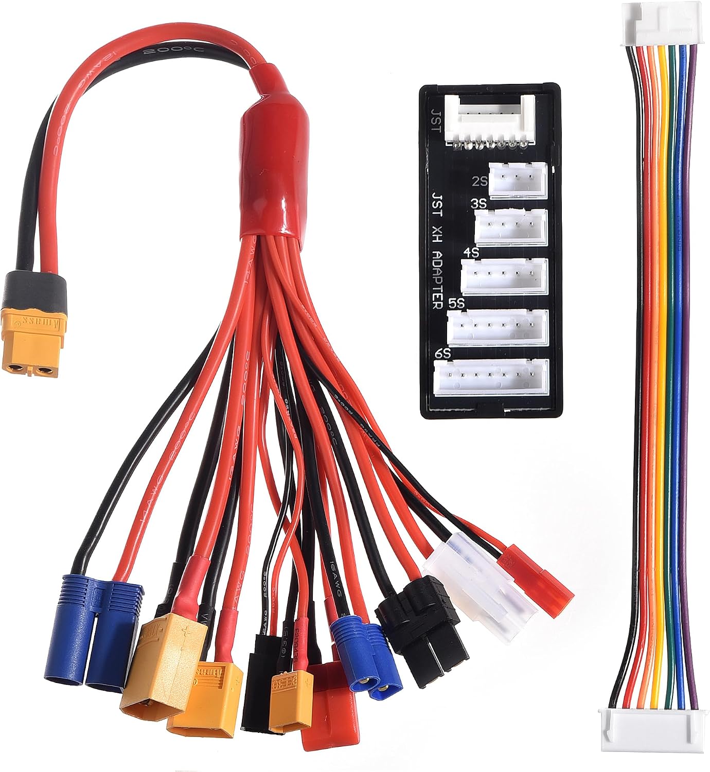 RC Lipo Battery Charger Adapter Connector Splitter Wire with 2-6S Charge Balance Board, 10 in 1 Octopus Convert Cable